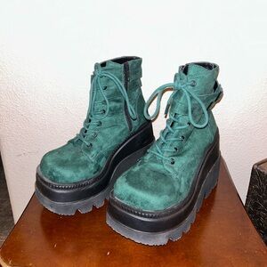 Dolls Kill Forest Green Lace-Up Boots